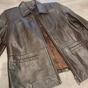 Brown leather jacket